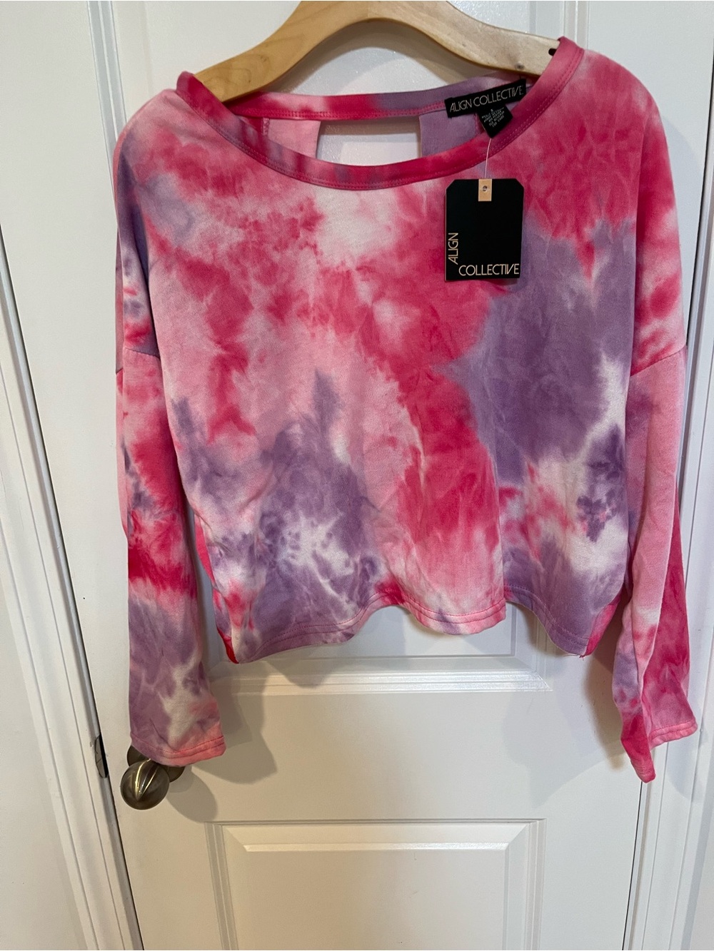 Align Collective Pink & Purple Tie-Dye Cropped Sweatshirt - Picture 5 of 9